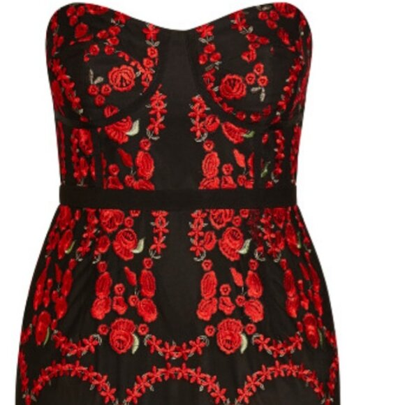 Read and Black Embroidered City Chic Dress New With Tags - Picture 4 of 8